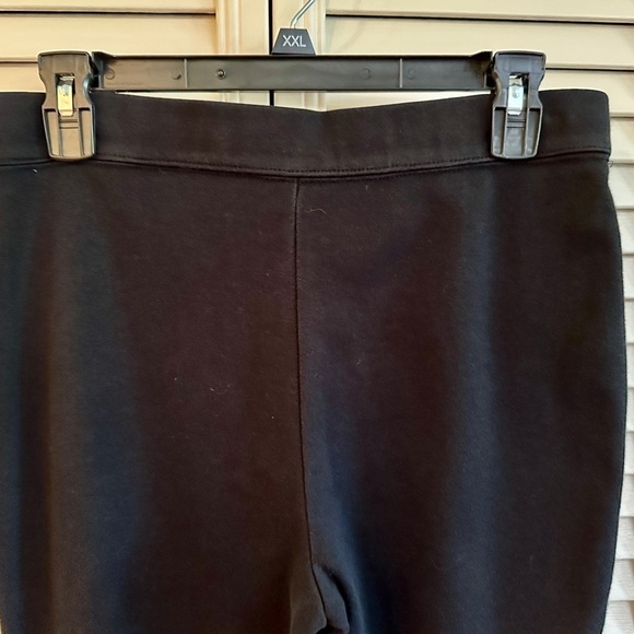 DKNY JEANS, WOMENS, BLACK KNIT PANTS WITH FAUX LEATHER SIDE STRIPES. SIZE M - Picture 6 of 9